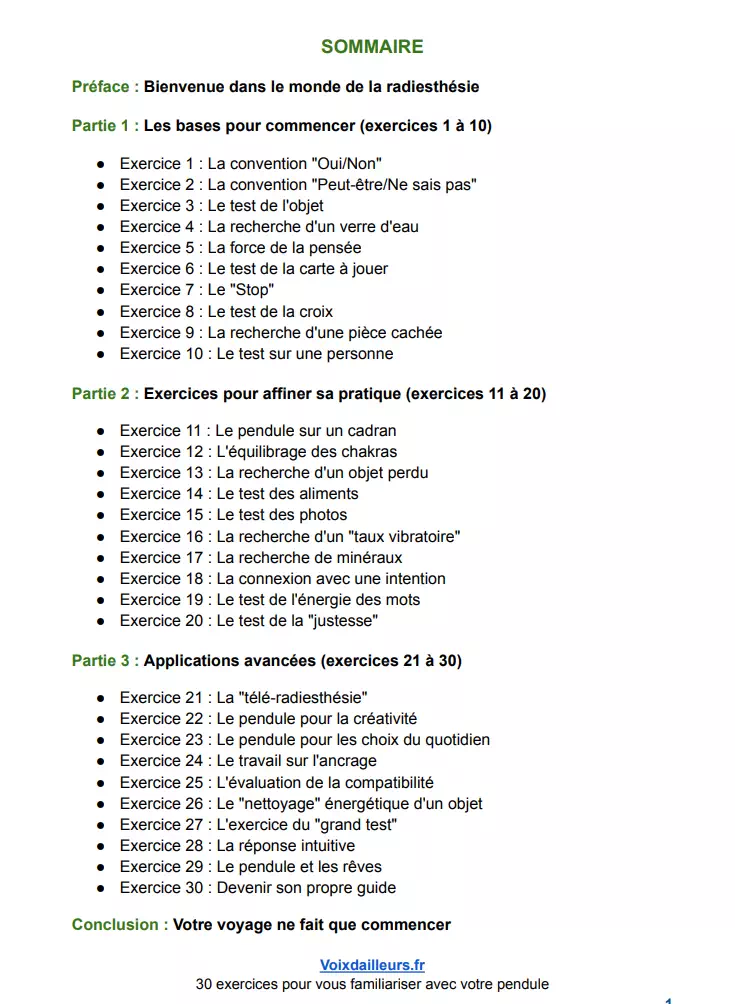 SOMMAIRE LIVRE 30 EXERCICES