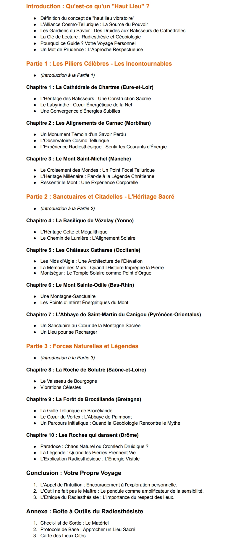 sommaire 10 hauts lieux