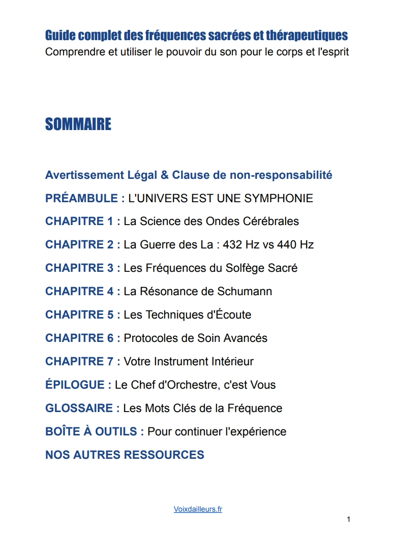 sommaire frequences sacrees therapeuthiques