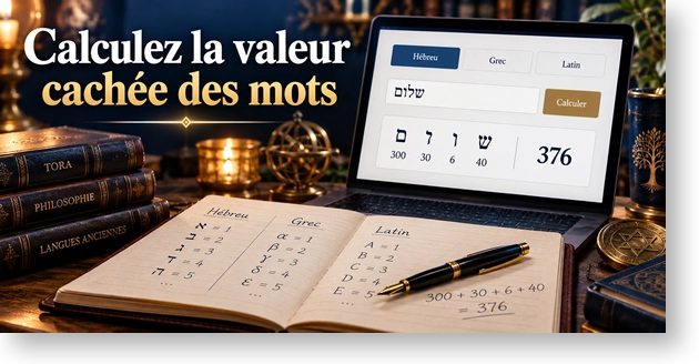 Calculateur de gématrie gratuit : calculer la valeur numérique des lettres et des mots