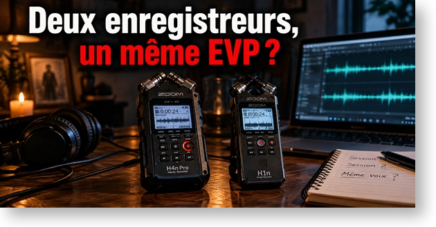 Deux enregistreurs côte à côte pour comparer un EVP en transcommunication instrumentale
